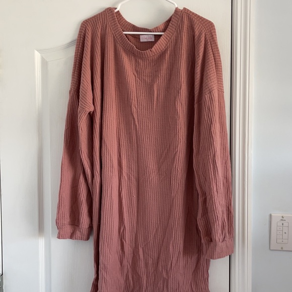 Mauve Ruffle Knit Sweater Dress - Picture 2 of 3